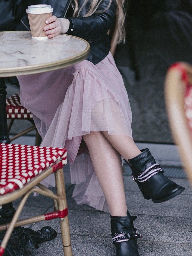 Blush Pink Tulle skirt with ruffle AIRSKIRT