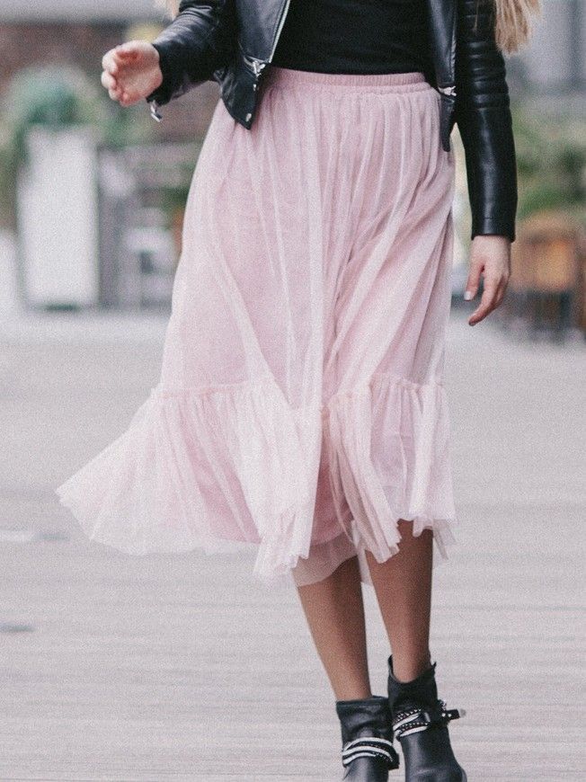 Blush Pink Tulle skirt with ruffle AIRSKIRT