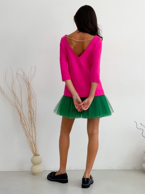 Constructor-dress fuchsia AIRDRESS Evening with removable green skirt