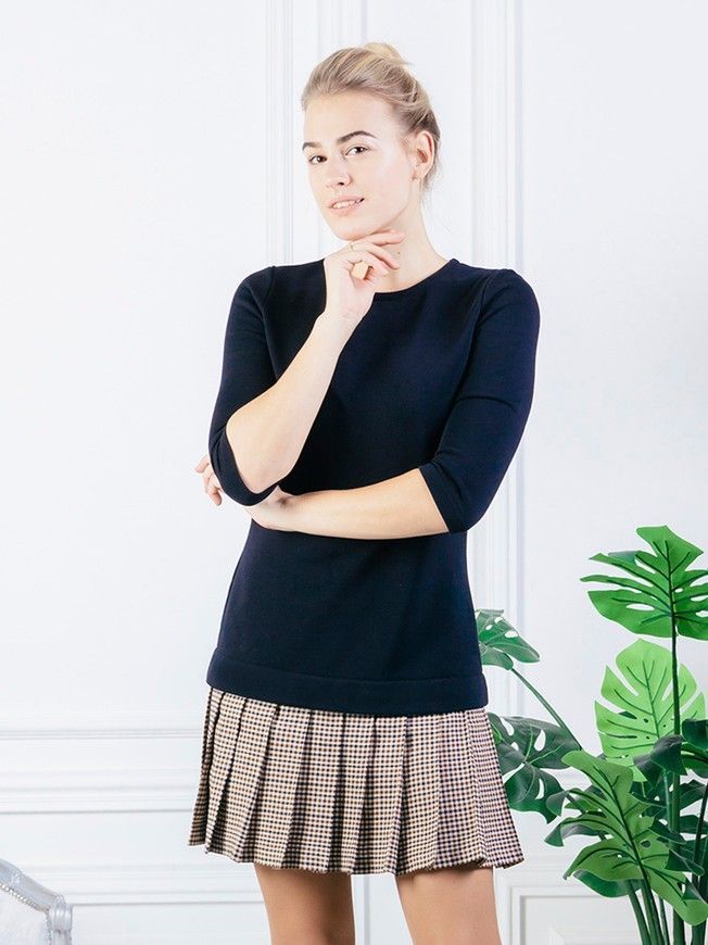 Constructor-dress black Airdress with removable beige pied-de-poule skirt