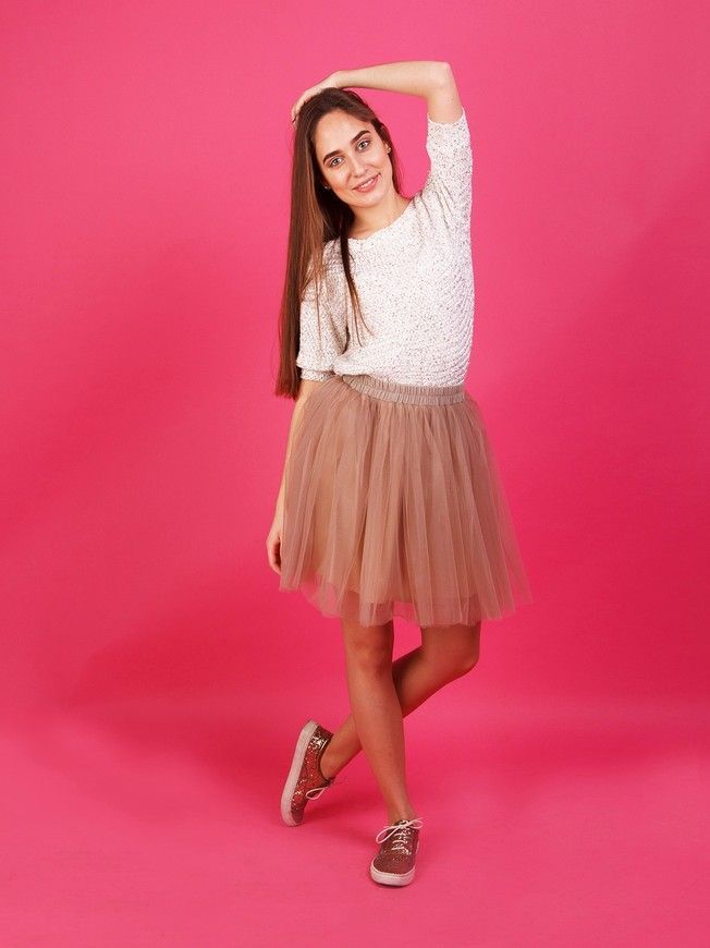 Beige Latte Tulle skirt Airskirt mini
