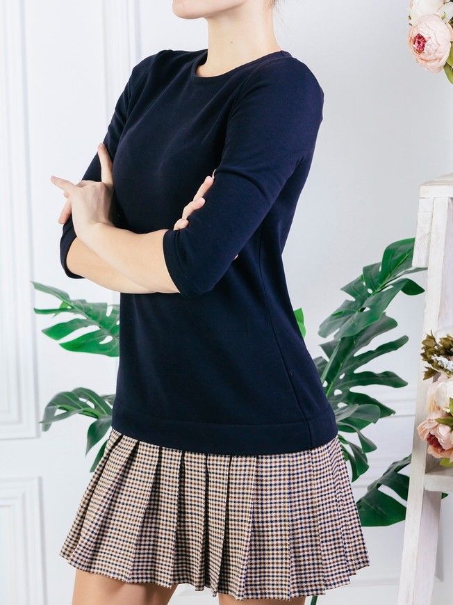 Constructor-dress black Airdress with removable beige pied-de-poule skirt