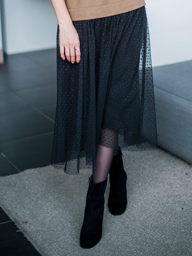 Set of 2 removable skirts fot constructor dress AIRDRESS Tyu-Tyu! XXS: lush black and black midi gaufre