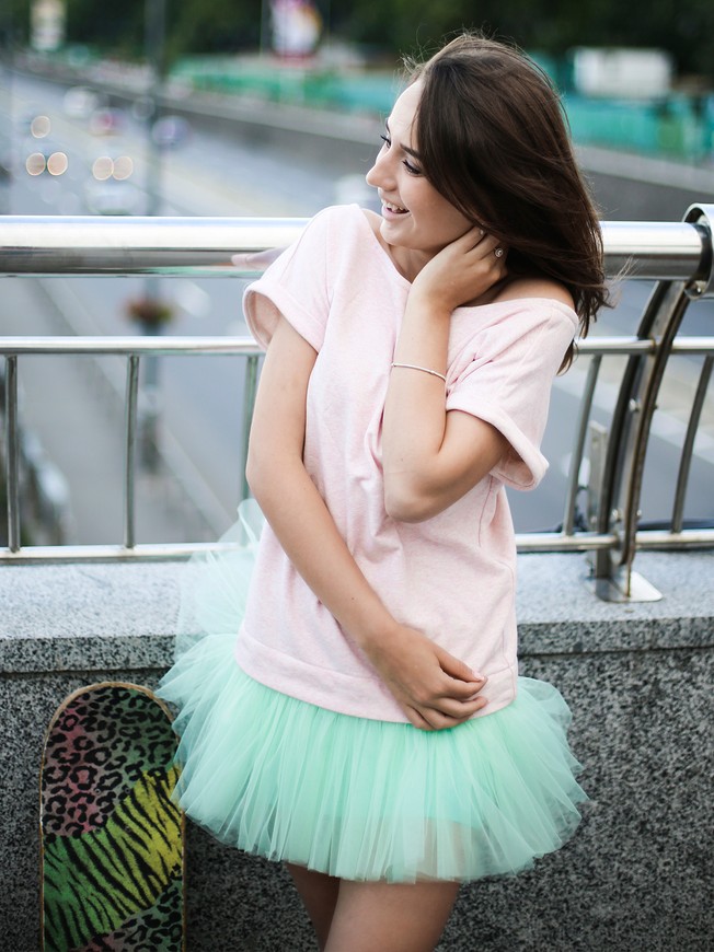Платье-конструктор AIRDRESS розовое со съемной мятной юбкой