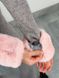 Кардиган на пуговицах Тю-Тю! XS/S серый с розовыми съемными меховыми манжетами и воротником