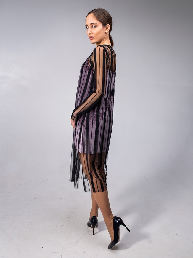 Black stripe Tulle Dress