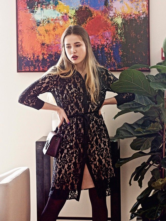 Black Shirt-dress AIRSKIRT Lace with beige lining