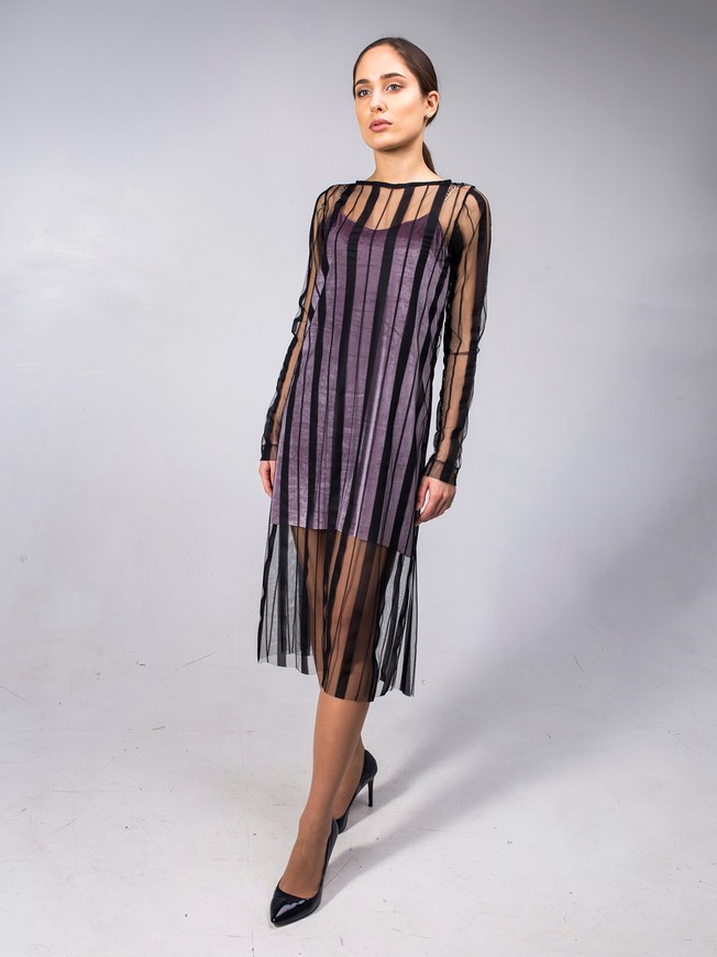 Black stripe Tulle Dress