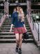Constructor-dress Navy blue Airdress with removable red tartan skirt