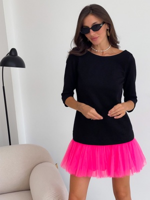 Сукня-конструктор AIRDRESS Evening чорна зі знімною неоновою рожевою спідничкою