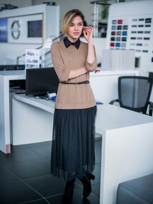 Сукня-конструктор AIRDRESS кемел зі знімною чорною спідницею міді