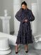 Chiffon midi dress with frills Tyu-Tyu! XS navy blue in floral print