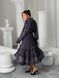 Chiffon midi dress with frills Tyu-Tyu! XS navy blue in floral print