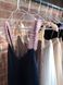 Navy blue mini slip dress with pink powder tulle ruffles