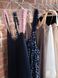 Navy blue mini slip dress with pink powder tulle ruffles