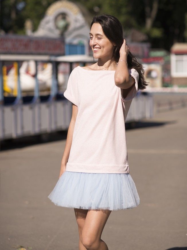 Constructor-dress pink Airdress with removable blue skirt
