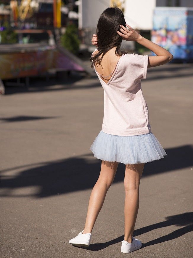 Constructor-dress pink Airdress with removable blue skirt