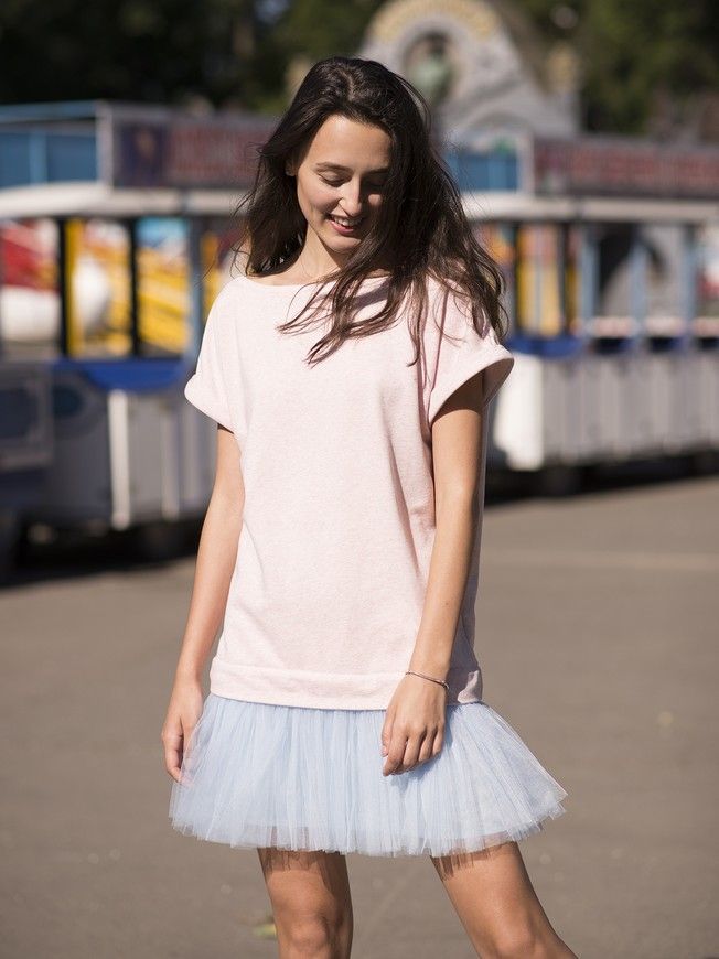 Constructor-dress pink Airdress with removable blue skirt