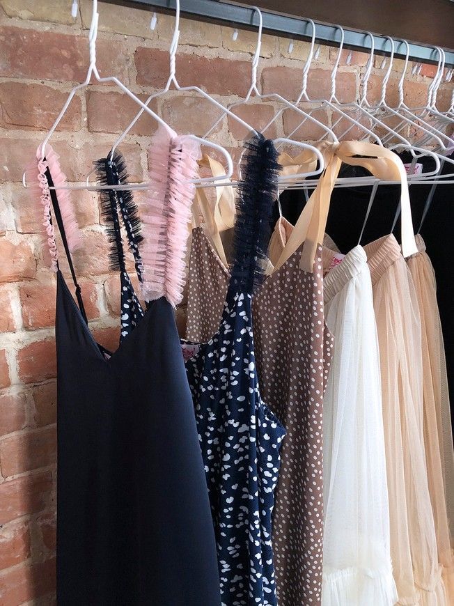 Navy blue mini slip dress with pink powder tulle ruffles