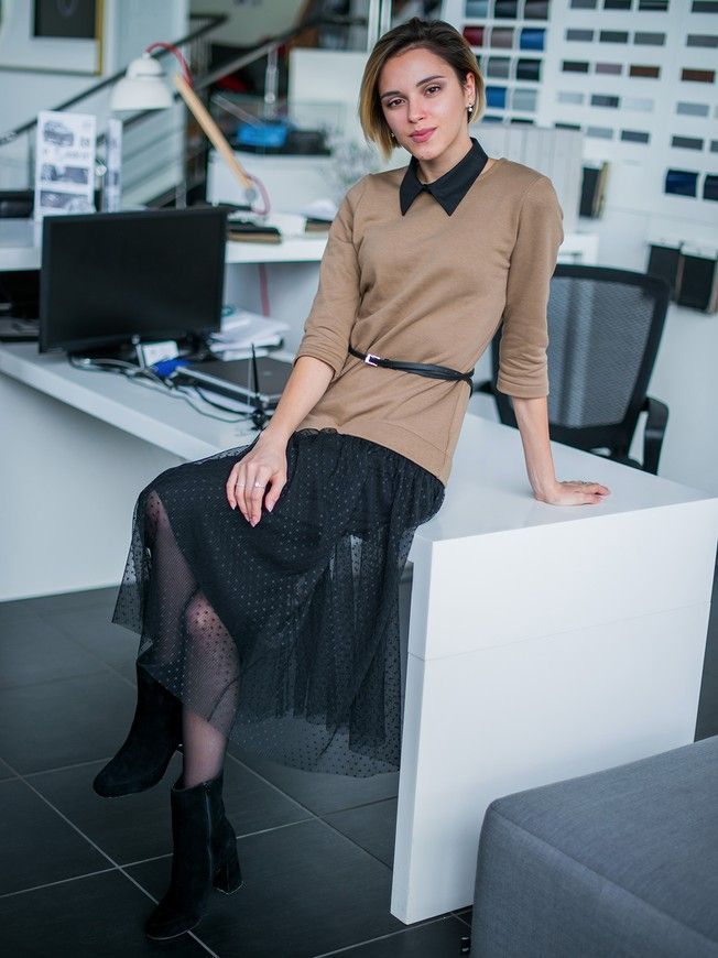 Платье-конструктор AIRDRESS кэмэл со съемной черной юбкой миди