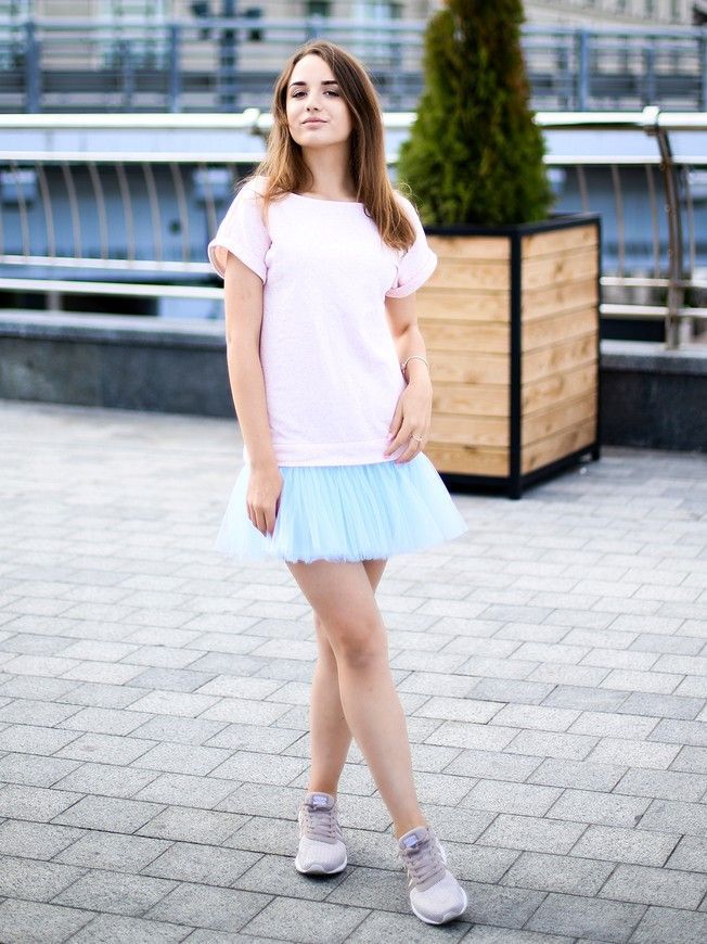 Constructor-dress pink Airdress with removable blue skirt
