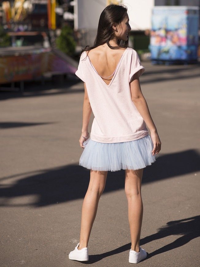 Constructor-dress pink Airdress with removable blue skirt