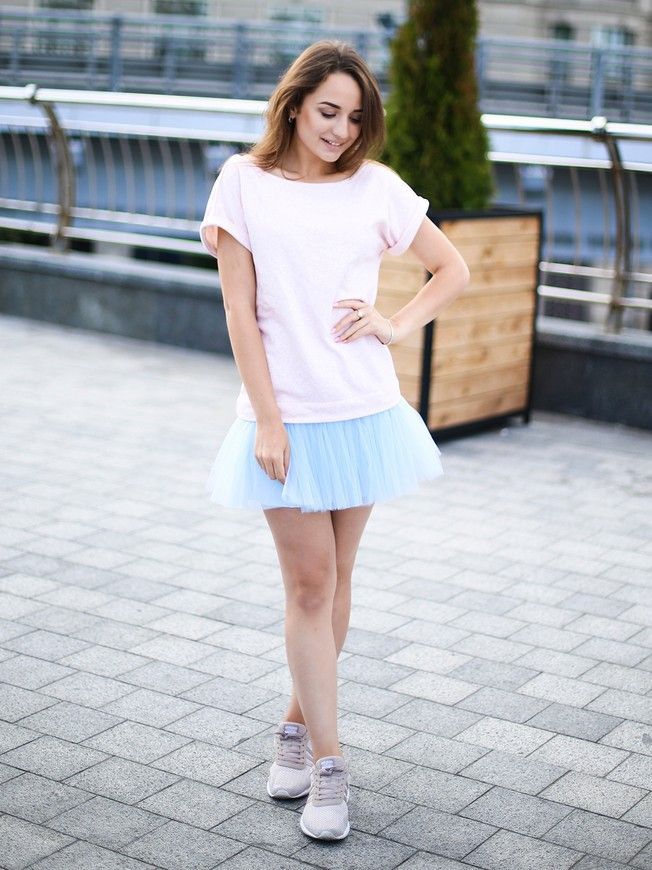Constructor-dress pink Airdress with removable blue skirt