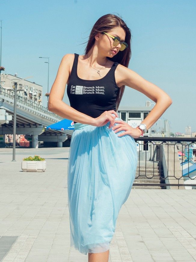 Sky Blue Tulle skirt AIRSKIRT CASUAL midi
