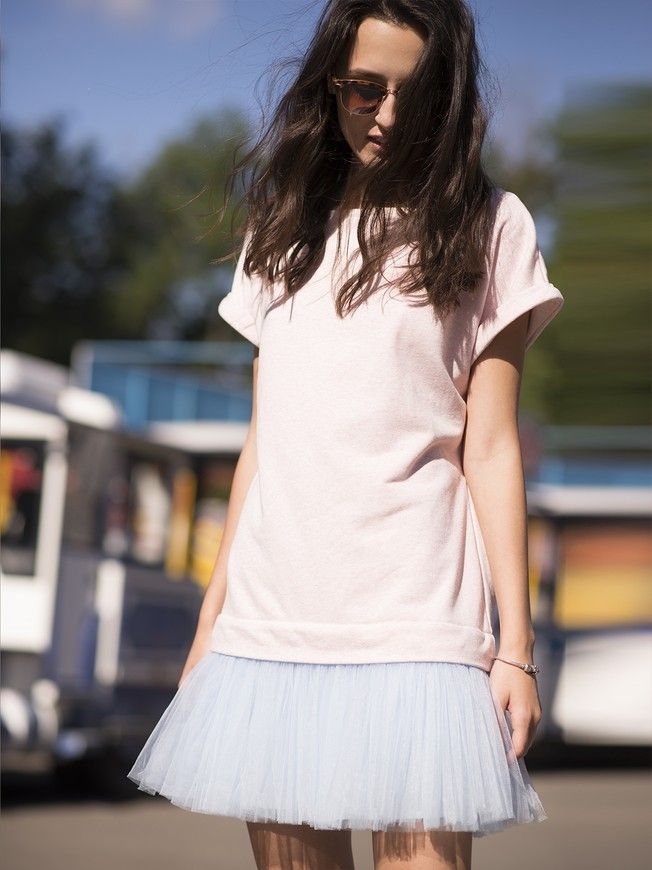 Constructor-dress pink Airdress with removable blue skirt