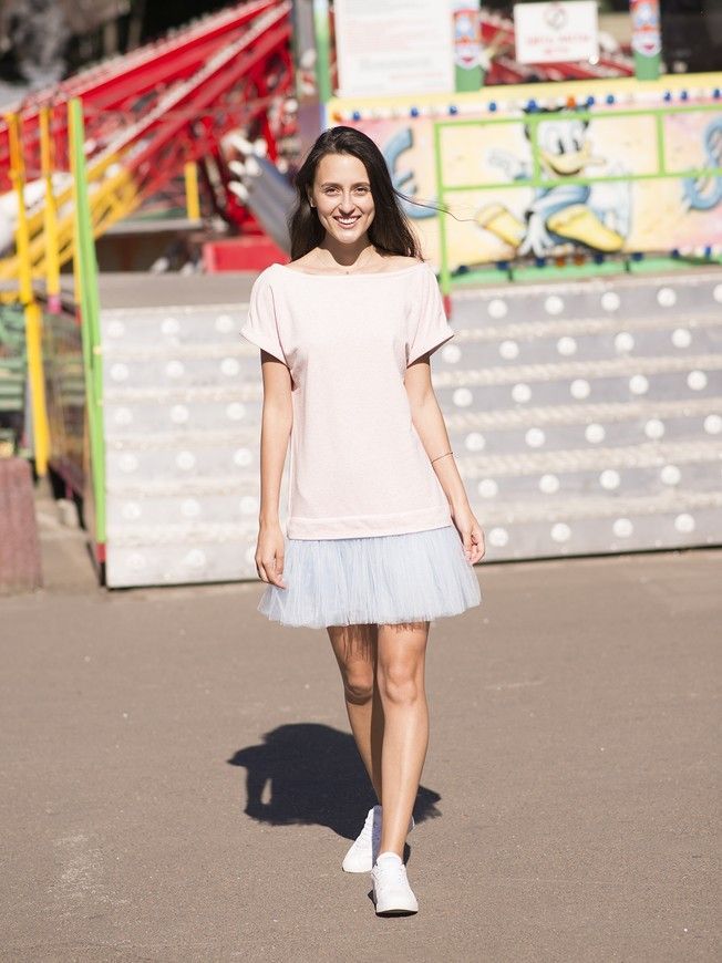 Constructor-dress pink Airdress with removable blue skirt