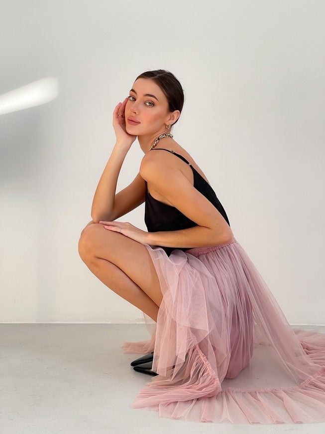 Blush Pink Tulle skirt with ruffle AIRSKIRT