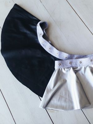 Комплект из 2-х съемных юбочек к платью-конструктору AIRDRESS Тю-Тю! XXS: черная и серебряная из экокожи
