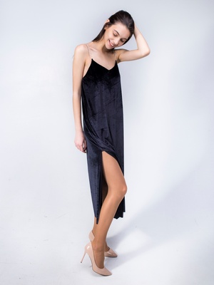 Сукня-комбінаця Velvet Slip Dress максі фрезова