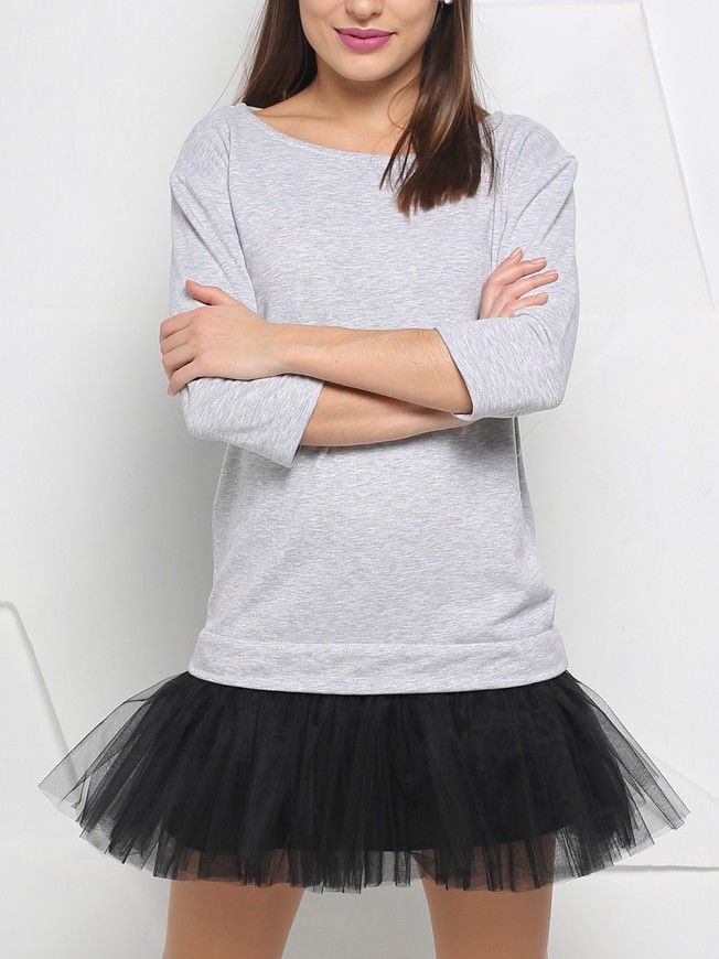 AIRDRESS set: gray top and 3 removable skirts (lush black and blush pink, red tartan)