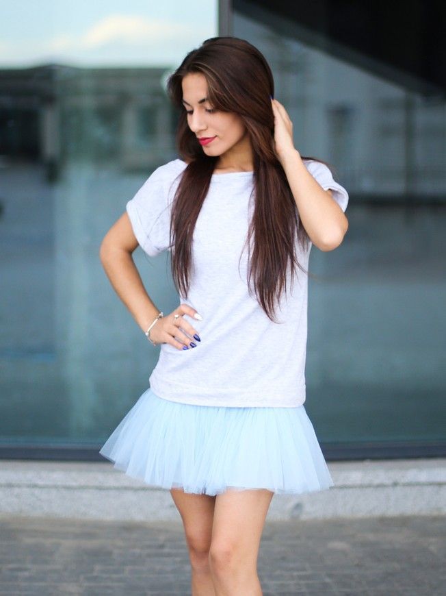 Constructor-dress gray Airdress with removable blue skirt