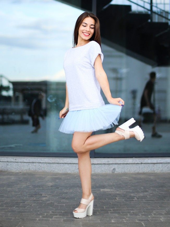 Constructor-dress gray Airdress with removable blue skirt