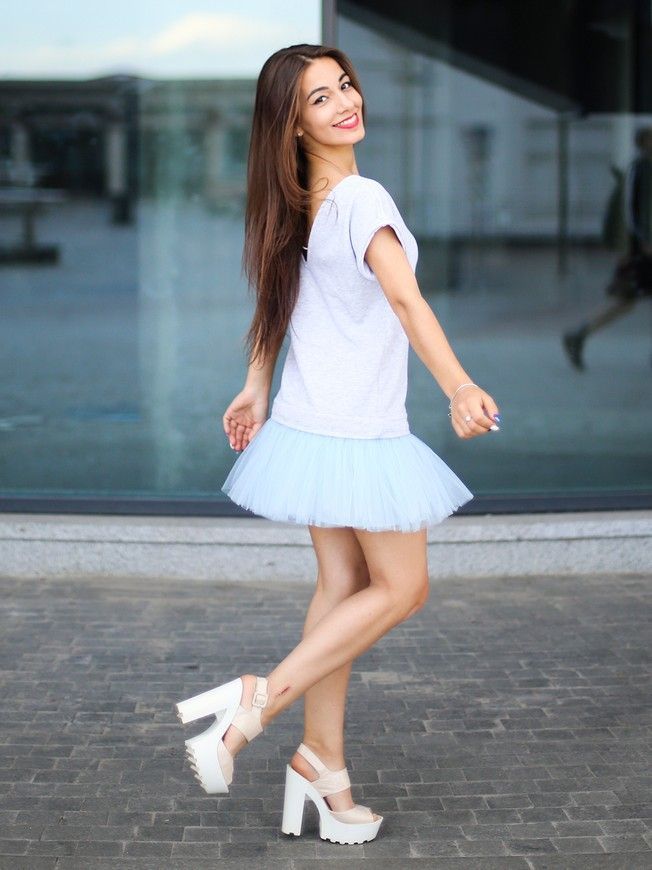 Constructor-dress gray Airdress with removable blue skirt