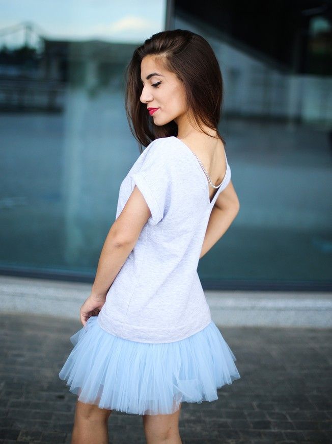 Constructor-dress gray Airdress with removable blue skirt