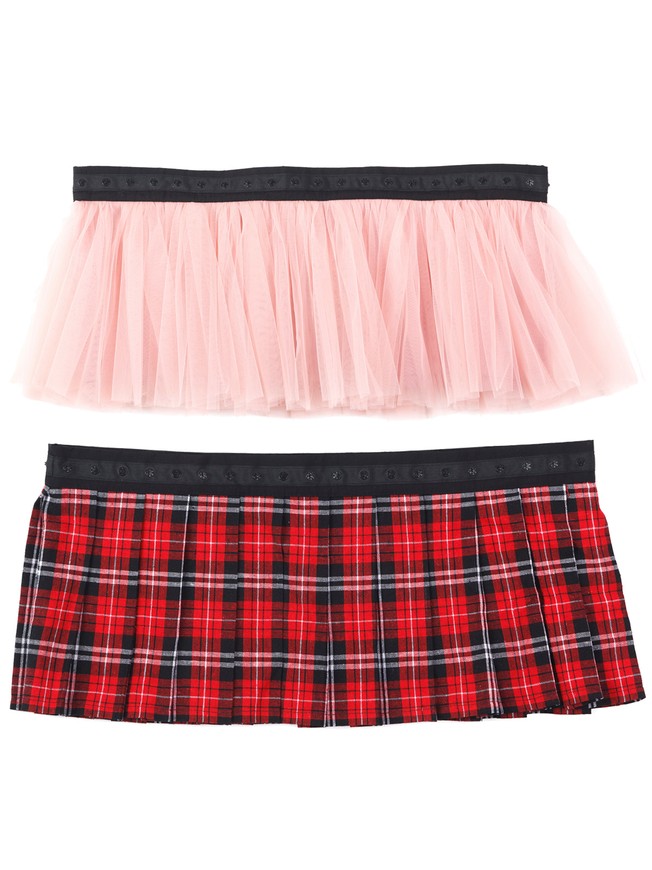 Set of 2 removable skirts fot constructor dress AIRDRESS Tyu-Tyu! XXS: lush blush pink and red tartan