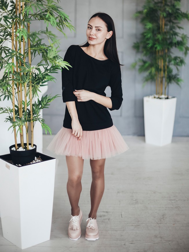 AIRDRESS set: black top and 2 removable skirts (lush latte and blush pink)