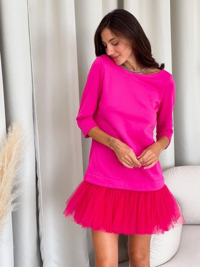 Constructor-dress fuchsia AIRDRESS Evening with removable fuchsia skirt