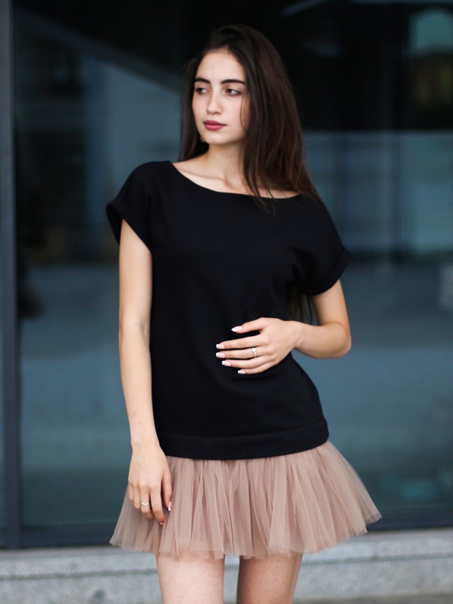 Платье-конструктор AIRDRESS черное со съемной юбкой нюд