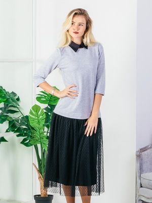 Сукня-конструктор AIRDRESS сіра зі знімною чорною спідницею міді