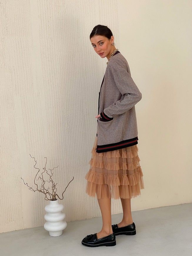 caramel color color Tulle skirt with ruffles AIRSKIRT