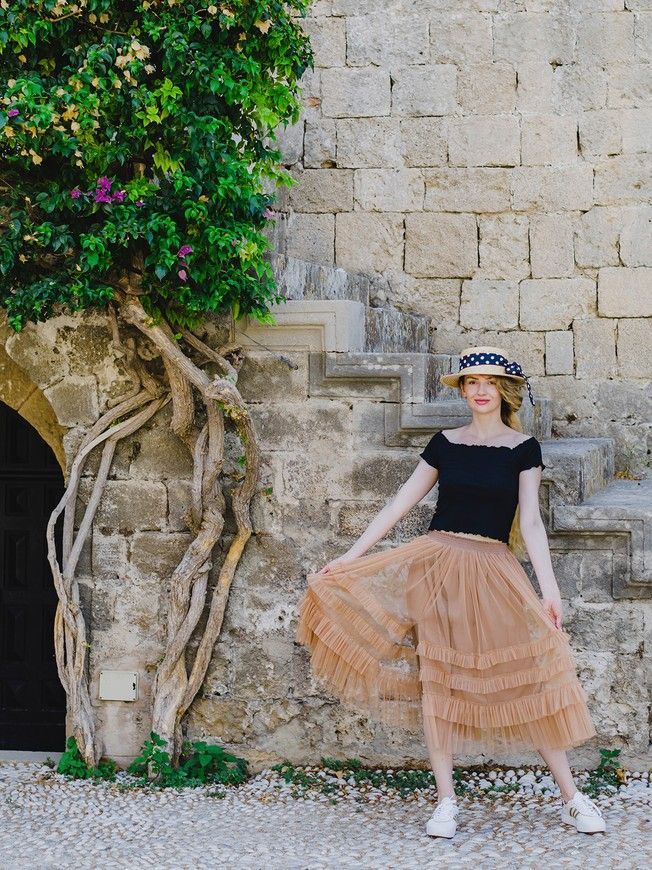 caramel color color Tulle skirt with ruffles AIRSKIRT