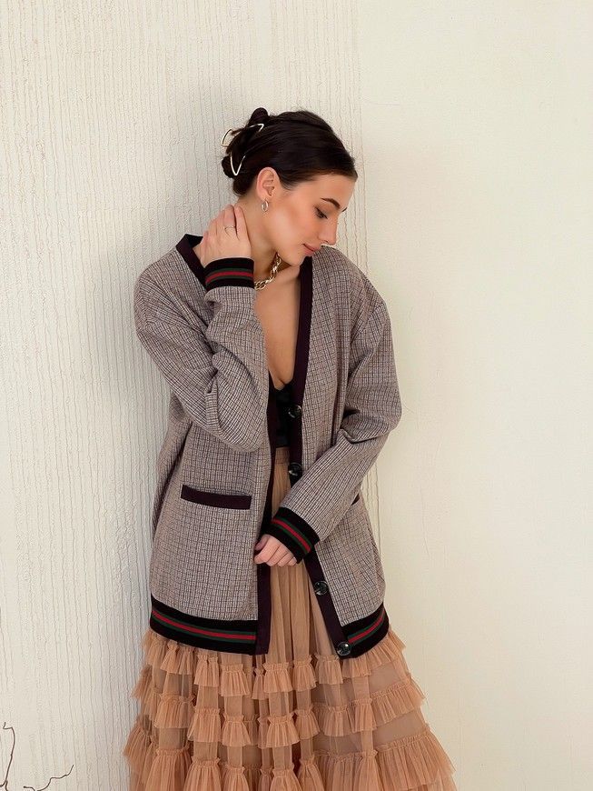 caramel color color Tulle skirt with ruffles AIRSKIRT
