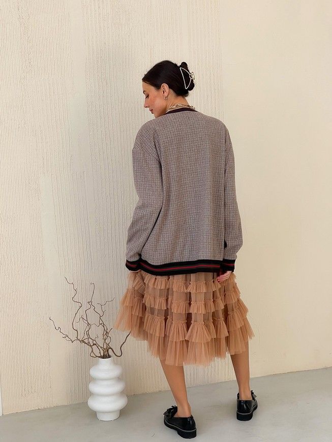 caramel color color Tulle skirt with ruffles AIRSKIRT