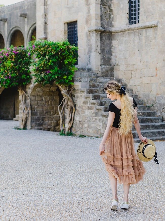 caramel color color Tulle skirt with ruffles AIRSKIRT