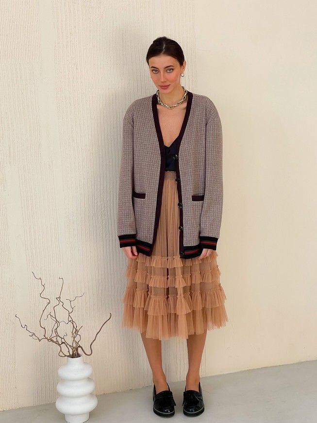 caramel color color Tulle skirt with ruffles AIRSKIRT