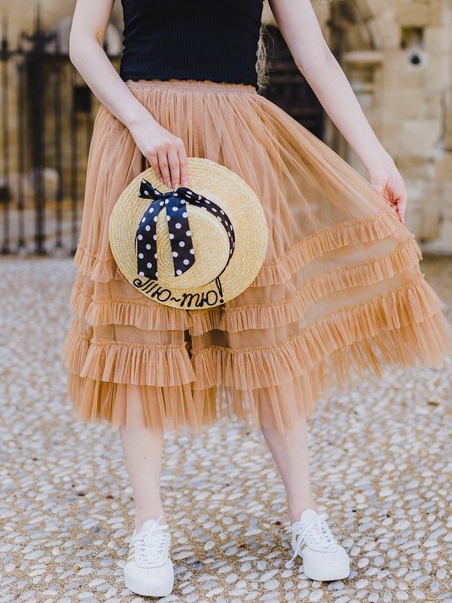 caramel color color Tulle skirt with ruffles AIRSKIRT